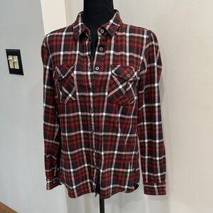 William Rast Red Brown and White womens flannel size S